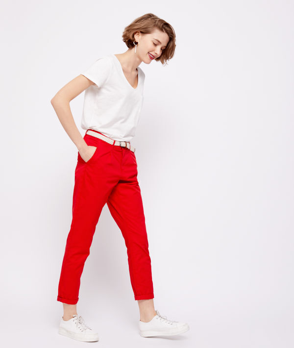 Pantalon court ceinturé en coton bio Pantalon court ceinturé en coton bio