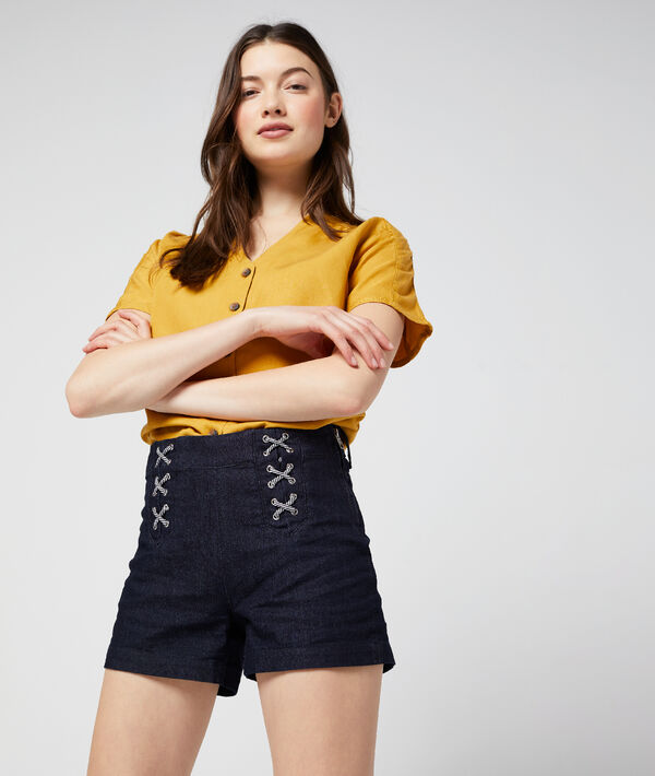 Short en jean à laçage Short en jean à laçage