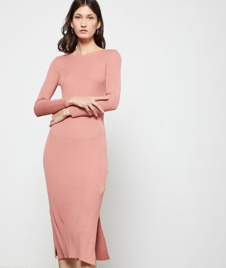 Robe pull dos ouvert bois de rose.
