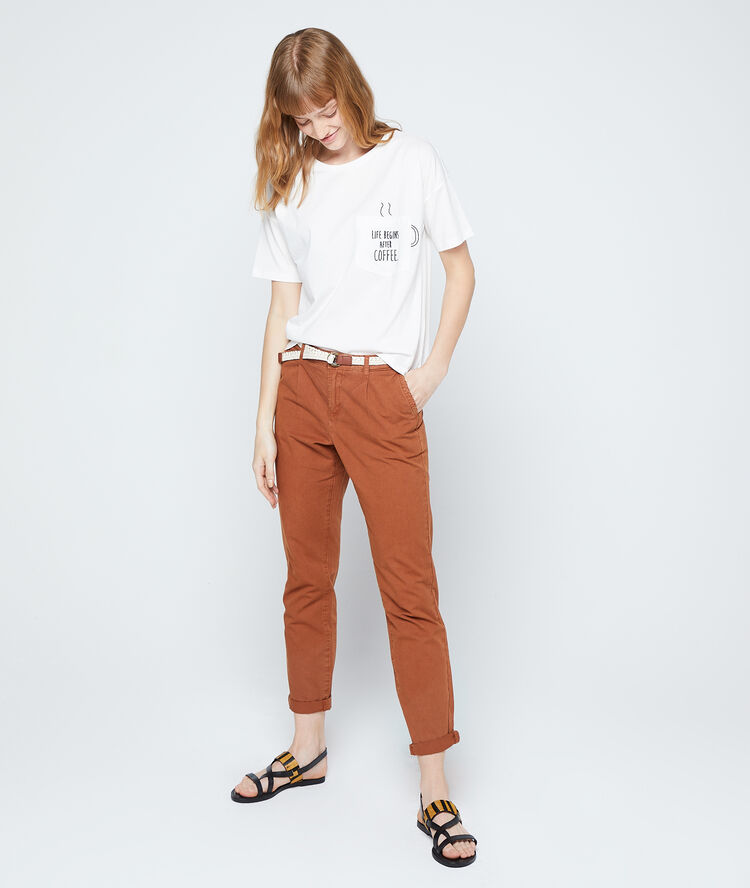 T-shirt "life begins after coffee" en coton ecru.