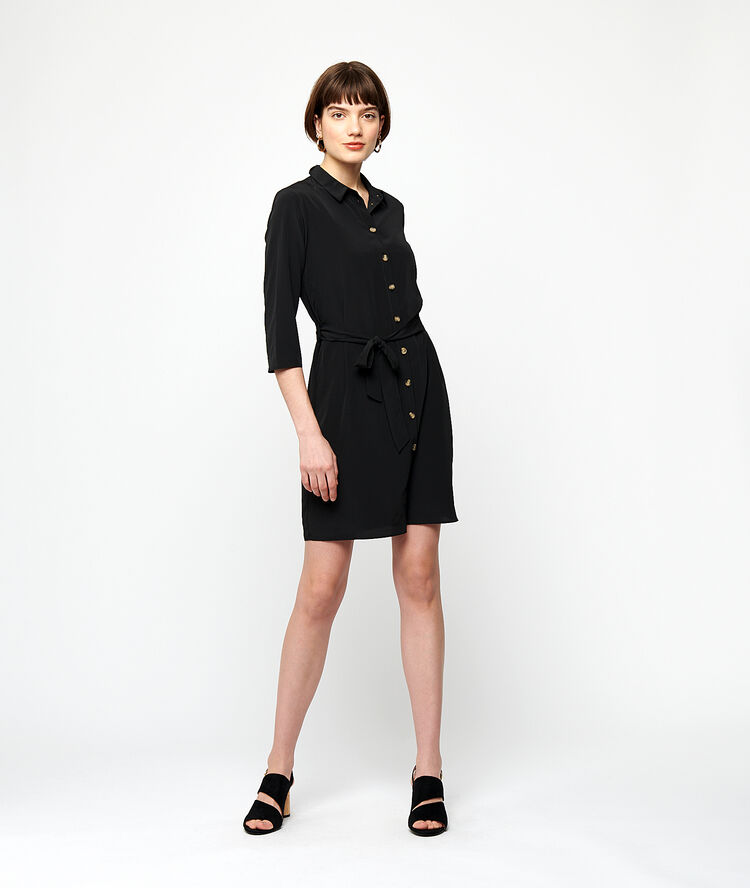 Robe chemise à nouer noir.