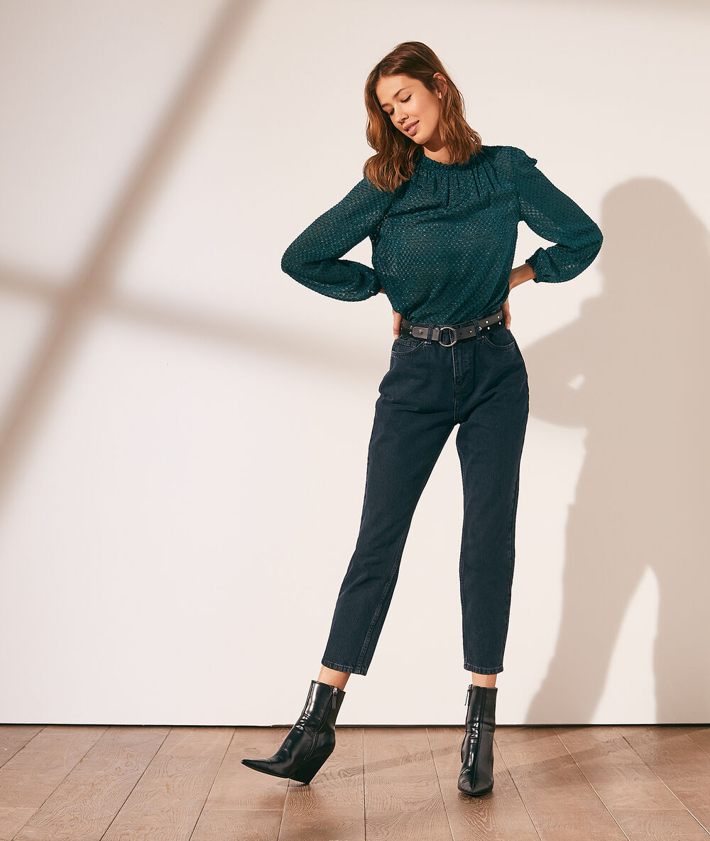 Blouse plumetis vert sapin.