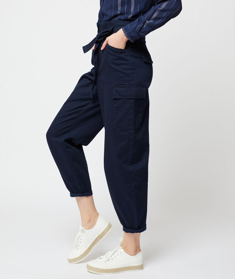 Pantalon paperbag marine.