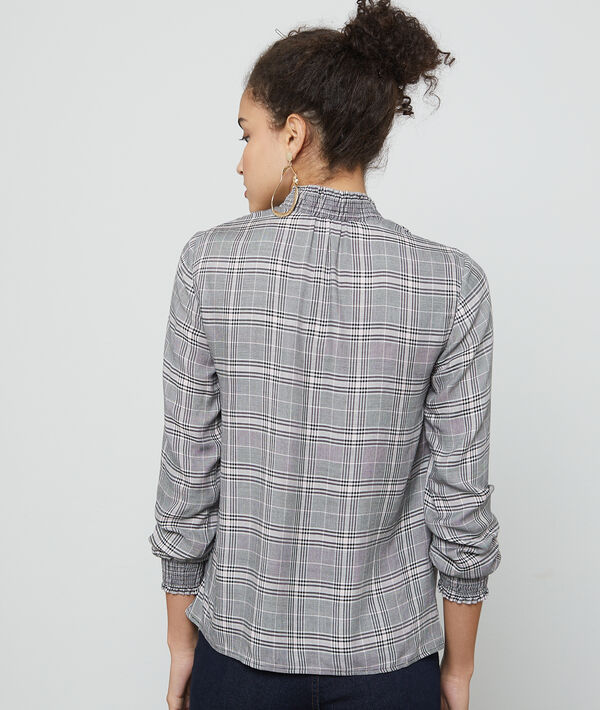 Blouse à carreaux à manches resserrées Blouse à carreaux à manches resserrées