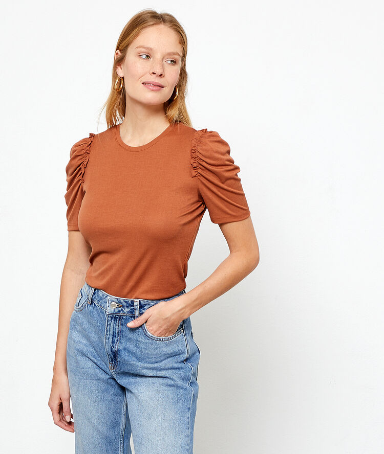 T-shirt manches gigot terre.