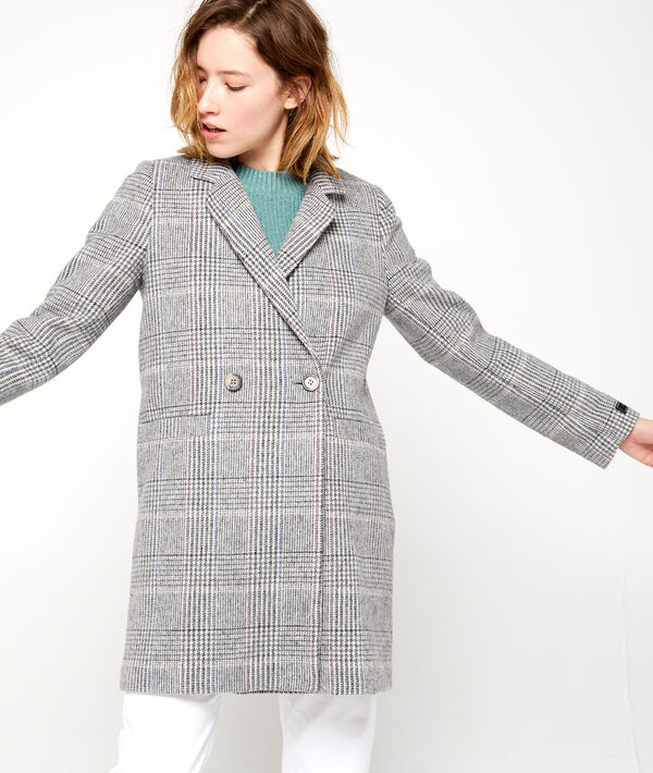 Manteau masculin à rayures gris chine clair.
