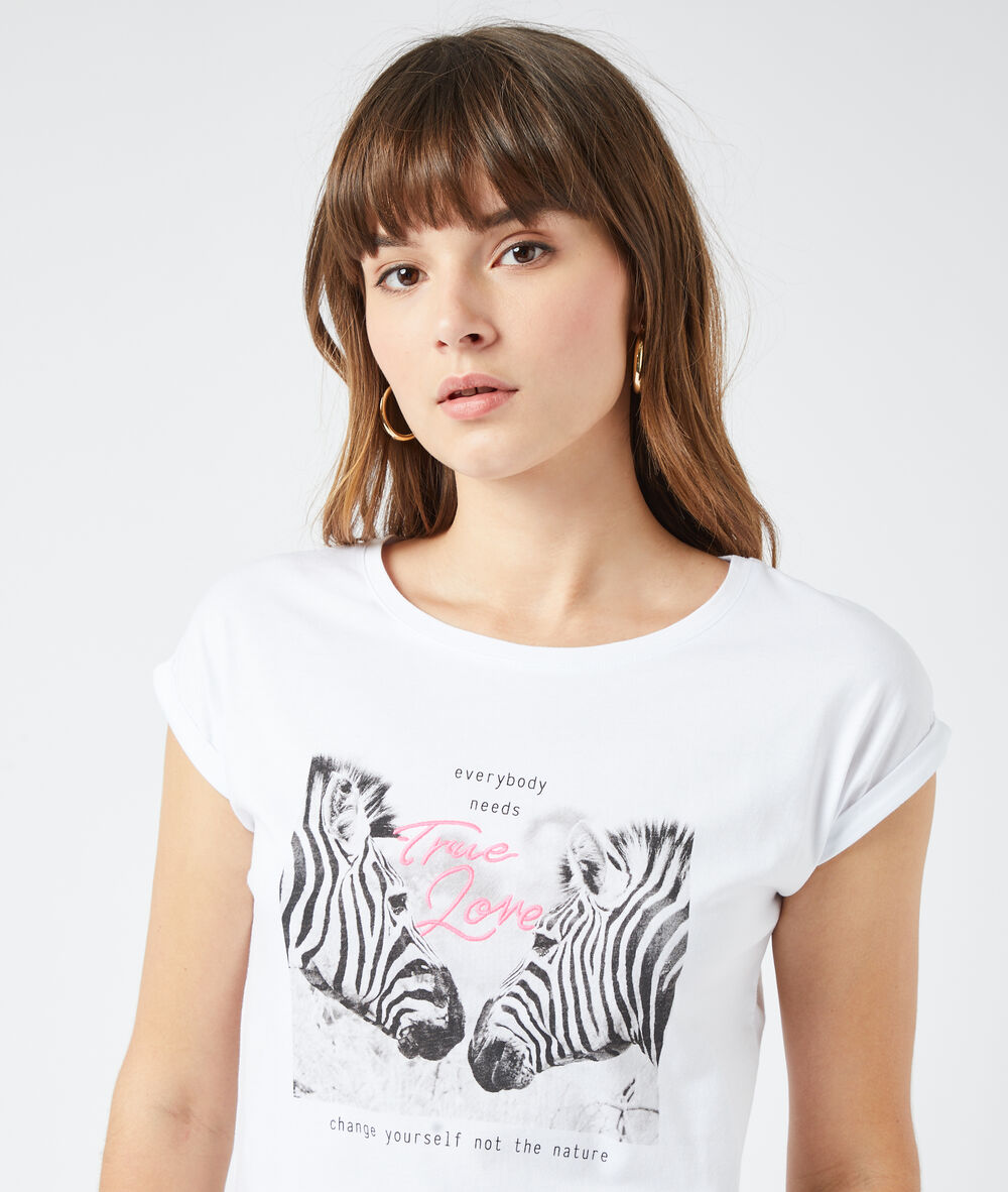 T-shirt sérigraphie "true love" blanc.