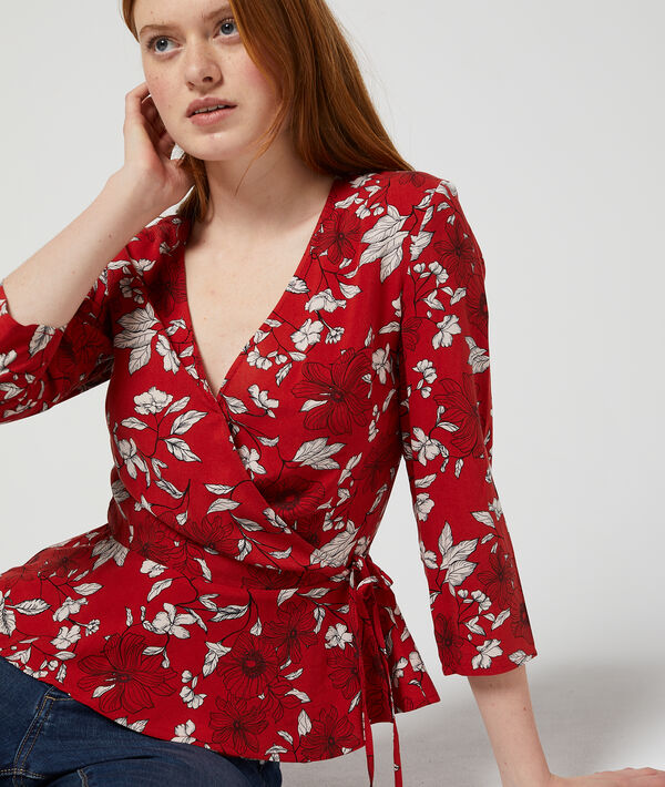 Blouse cache-coeur à imprimé floral Blouse cache-coeur à imprimé floral