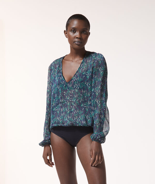 Blouse imprimé fleuri manches ballon Blouse imprimé fleuri manches ballon