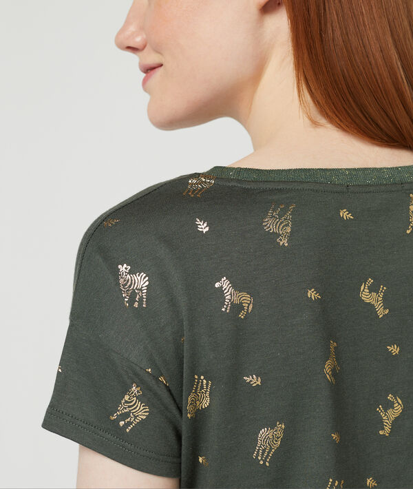 T-shirt imprimé zèbres kaki.