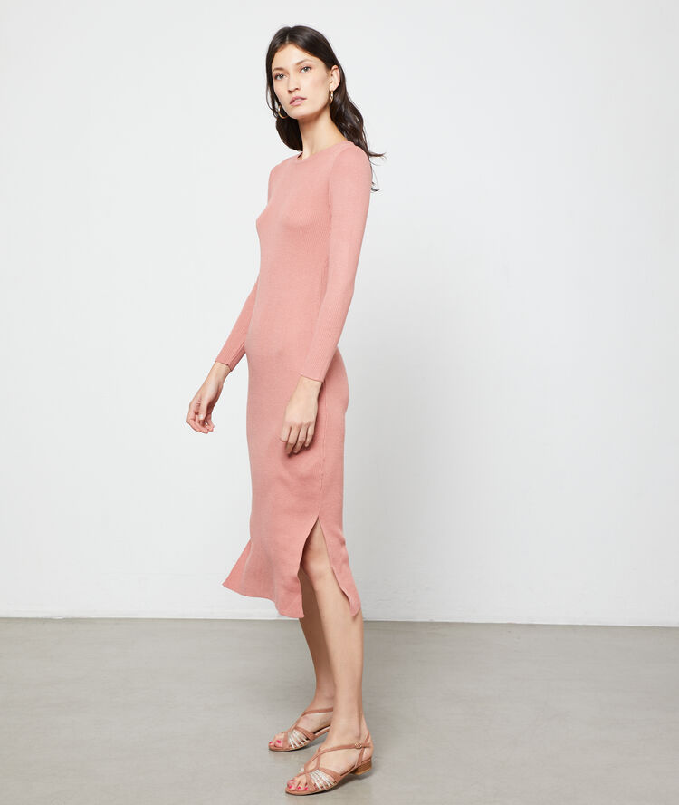 Robe pull dos ouvert bois de rose.