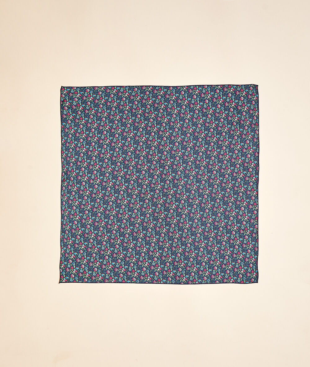 Foulard 68 x 68 cm imprimé fleuri blue black.