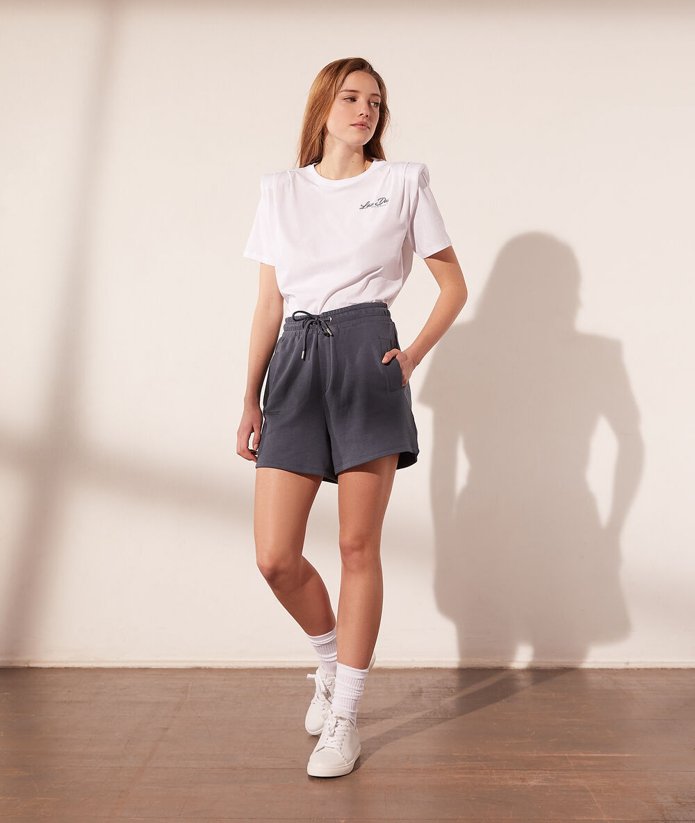 T-shirt à épaulettes "lazy day" blanc.