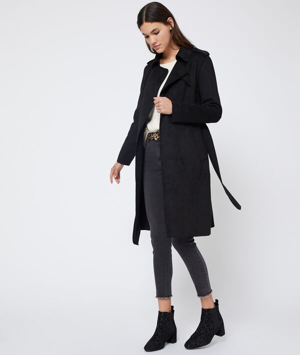 Manteau ceinturé effet daim Manteau ceinturé effet daim