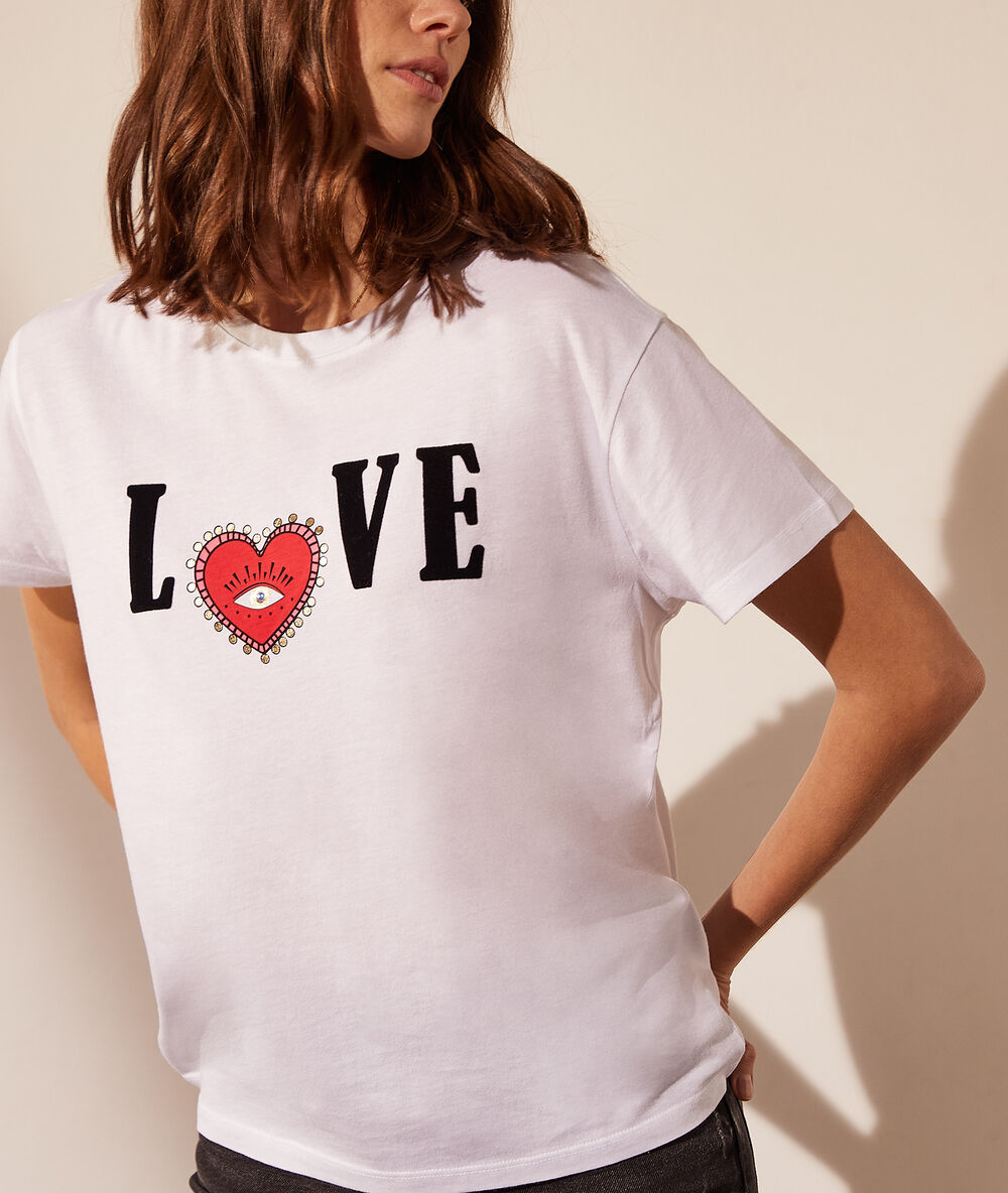 T-shirt "love" ecru.