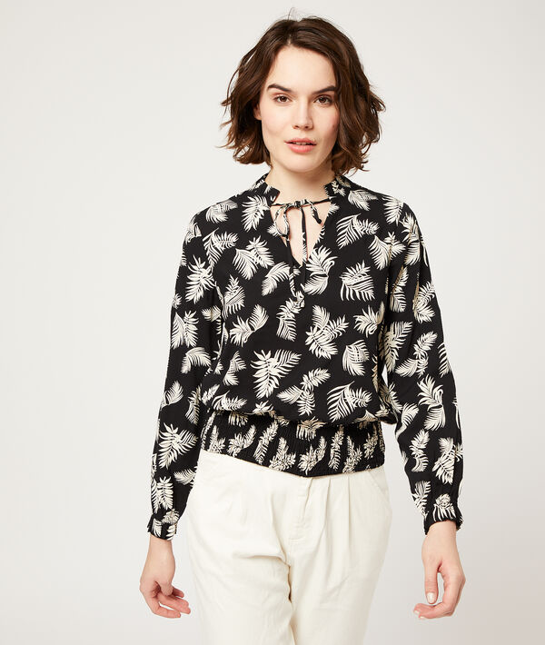 Blouse smockée imprimé feuillage Blouse smockée imprimé feuillage
