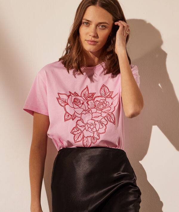 T-shirt avec roses brodées T-shirt avec roses brodées