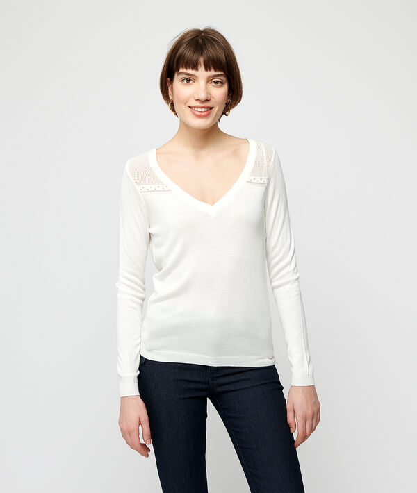 Pull maille fine dos guipure Pull maille fine dos guipure