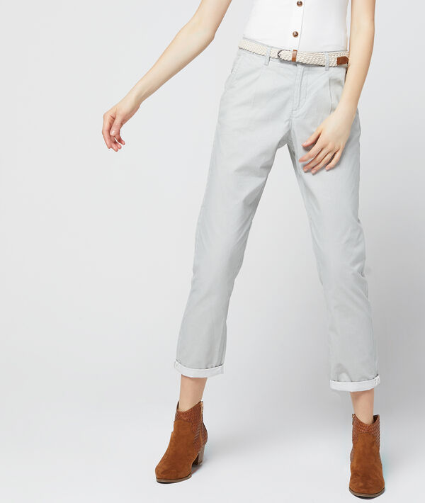 Pantalon chino court à rayures 100% coton bio gris anthracite.