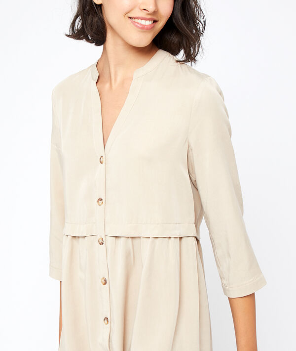 Robe chemise en tencel® beige rose.