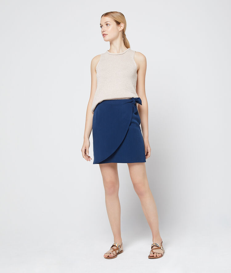 Jupe portefeuille en tencel® cobalt.