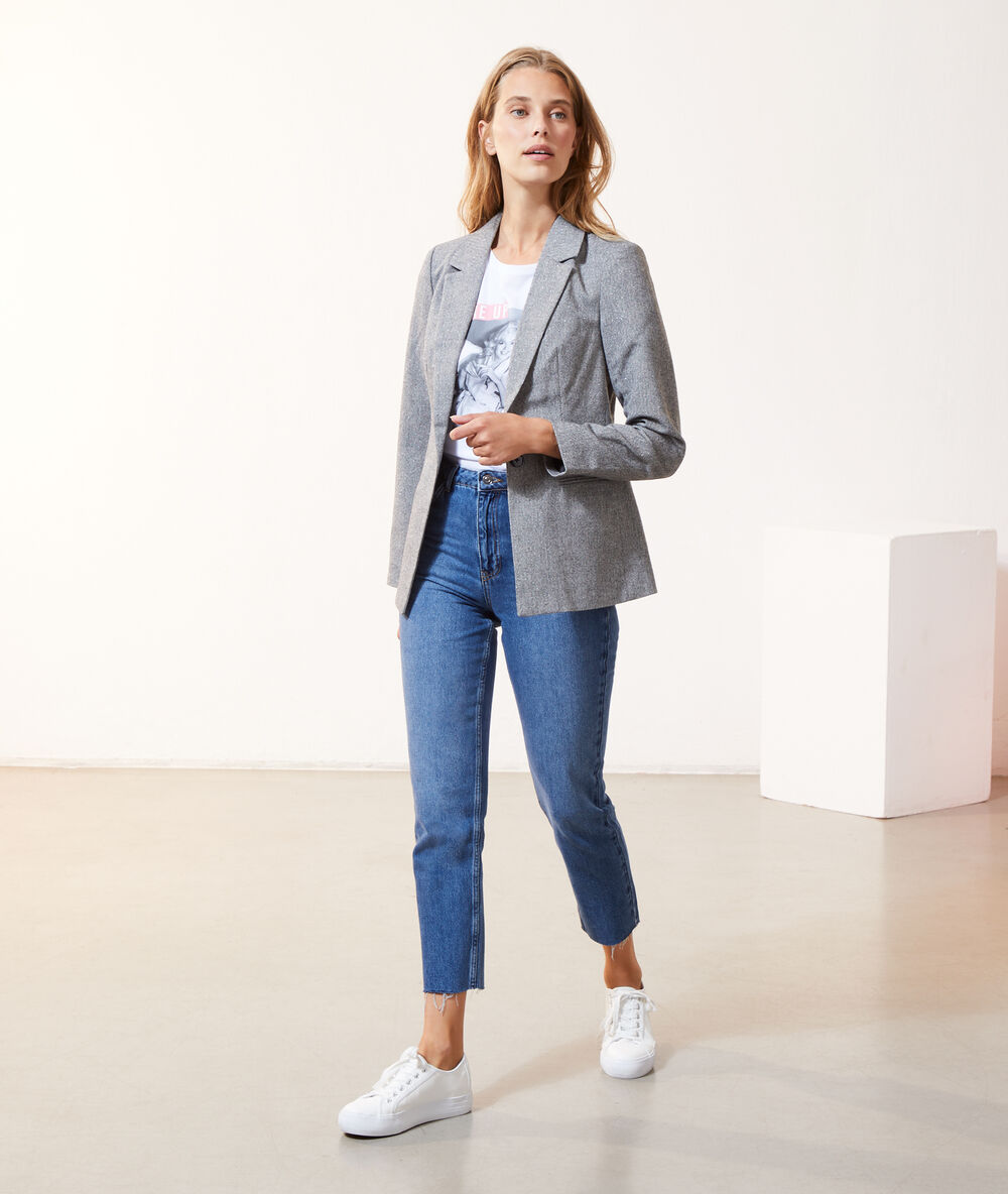 Veste blazer à motifs gris chine.