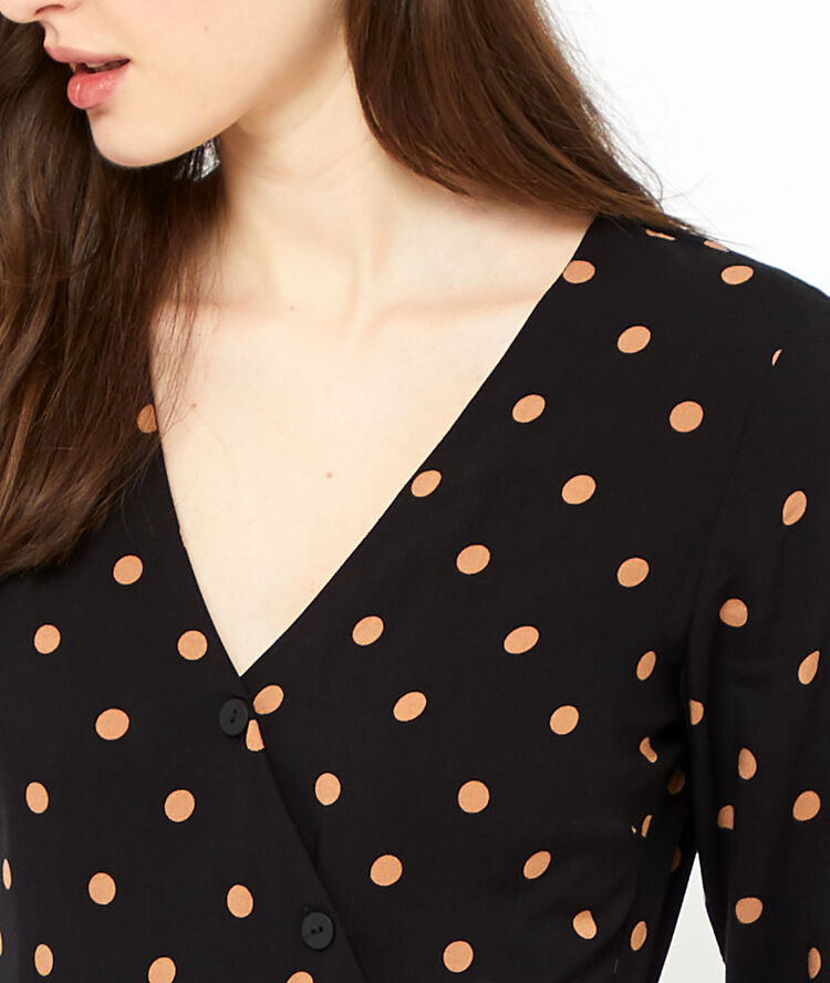 Robe longue cache-coeur noir.