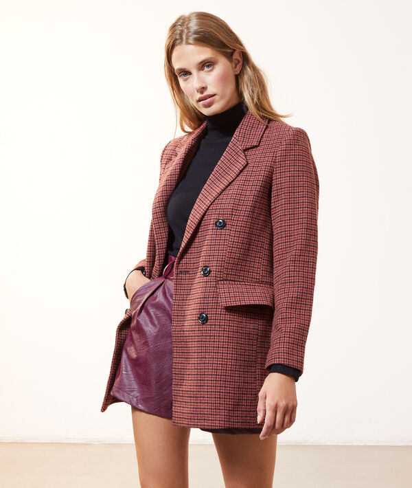 Manteau droit à carreaux Manteau droit à carreaux