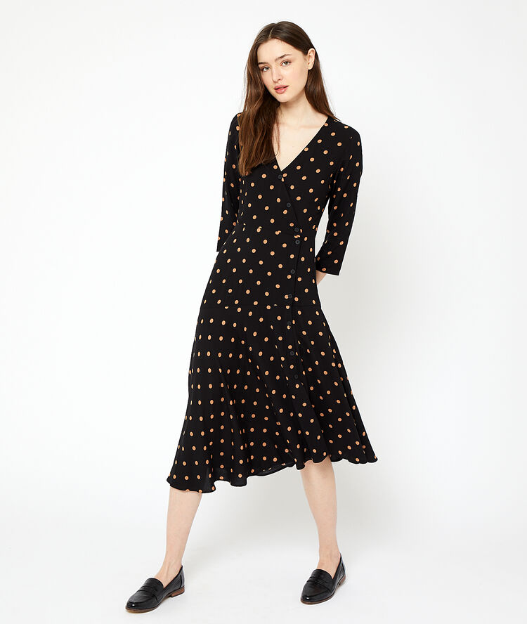 Robe longue cache-coeur noir.