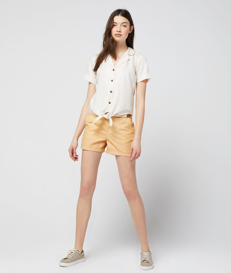 Short ceinturé 100% coton bio curry.