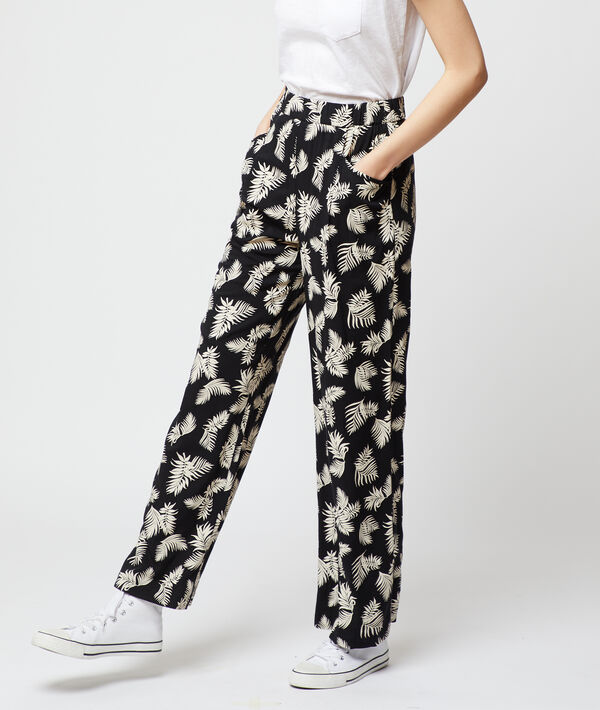 Pantalon large imprimé feuillage Pantalon large imprimé feuillage