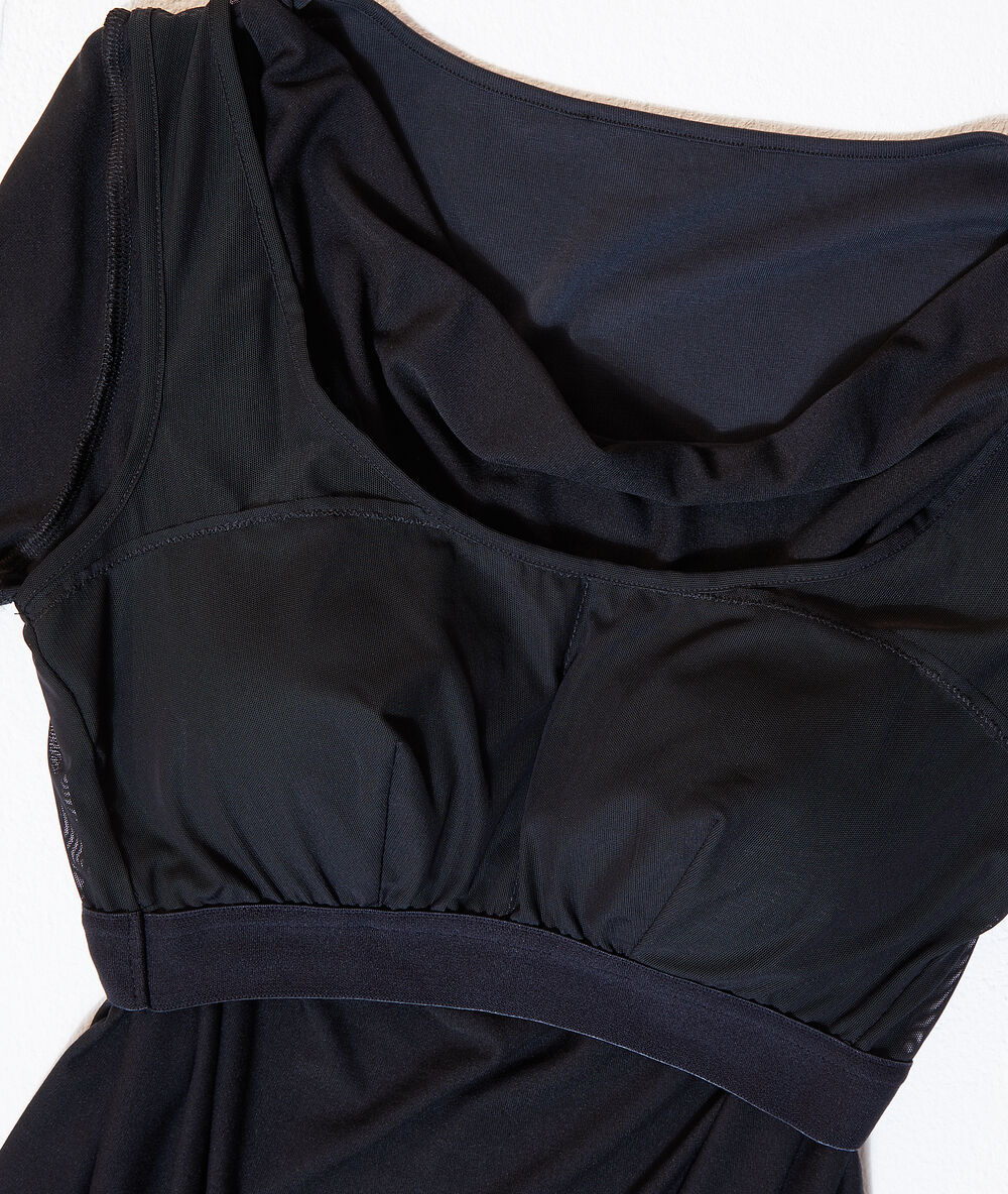 Body col bénitier 2 en 1 - brassière intégrée noir.