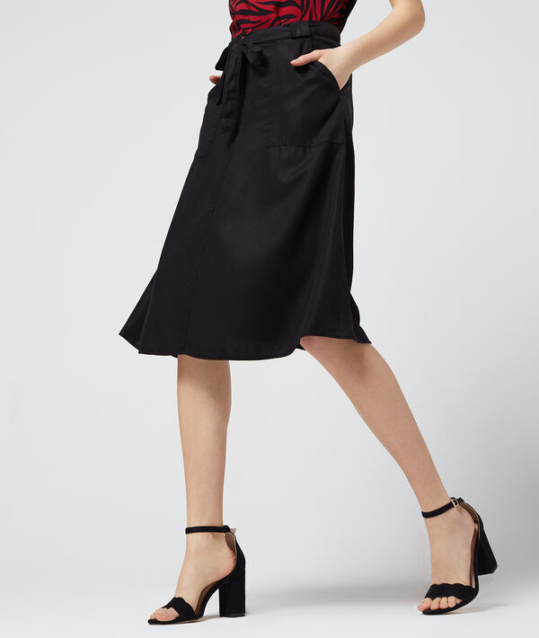 Jupe midi ceinturée en tencel® Jupe midi ceinturée en tencel®