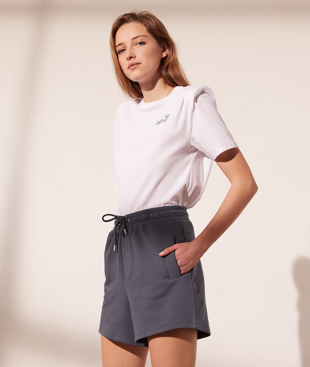 T-shirt à épaulettes "lazy day" blanc.