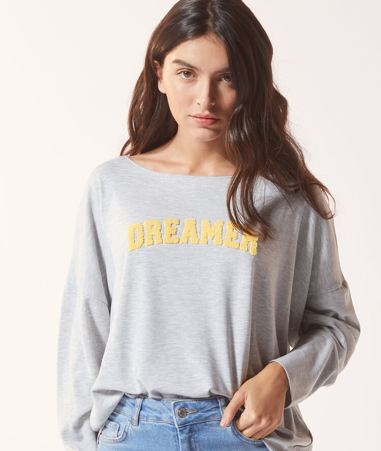 Sweat "dreamer" gris chine clair.