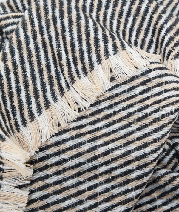 Plaid rayé sable.