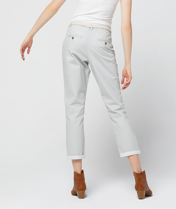 Pantalon chino court à rayures 100% coton bio gris anthracite.