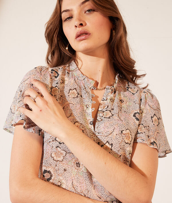 Blouse avec volants imprimé fleuri Blouse avec volants imprimé fleuri
