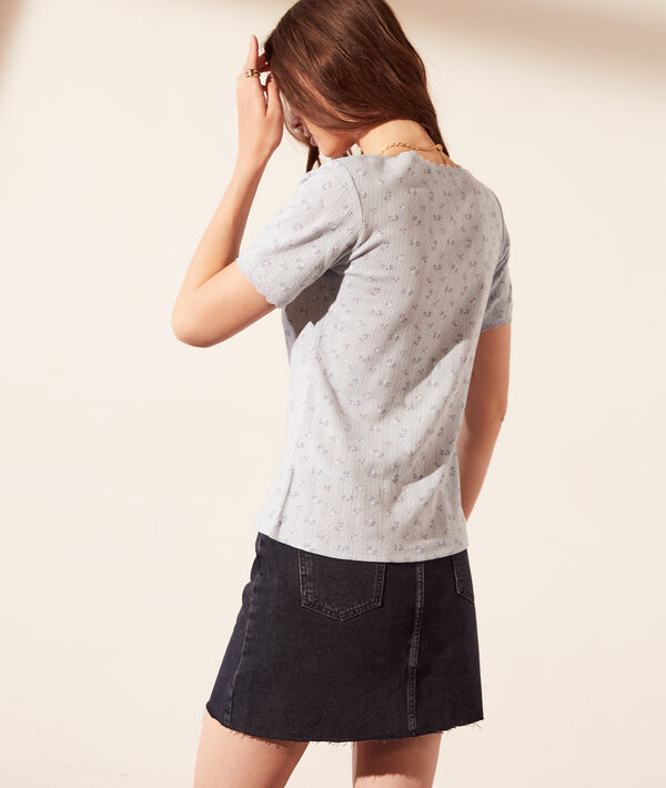 T-shirt pointelle en coton bio détails en dentelle T-shirt pointelle en coton bio détails en dentelle