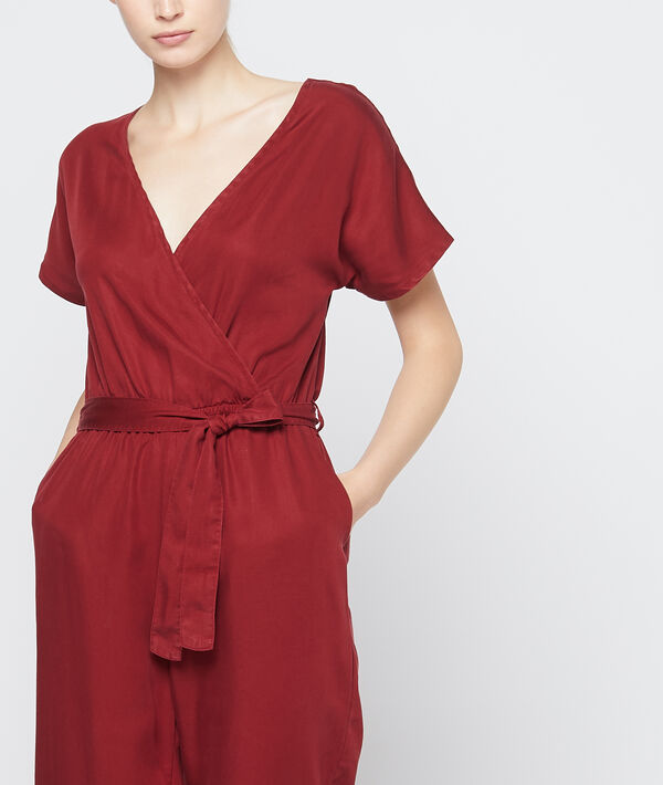 Combinaison cache-coeur en tencel® grenat.