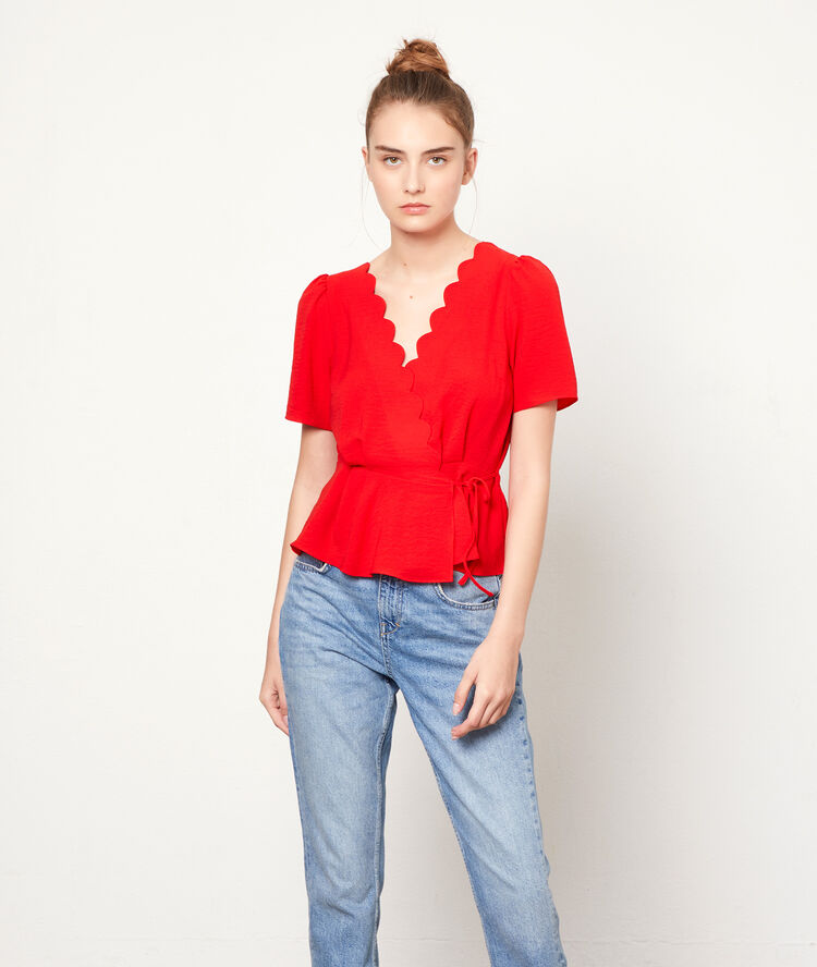 Blouse cache-coeur geranium.