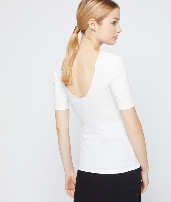 T-shirt côtelé dos décolleté T-shirt côtelé dos décolleté