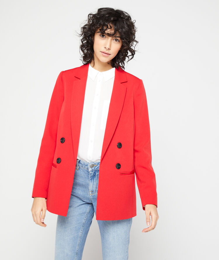 Veste de tailleur carmin.