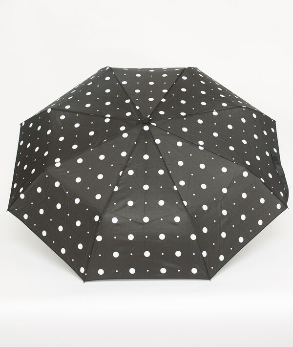 Parapluie à pois noir.