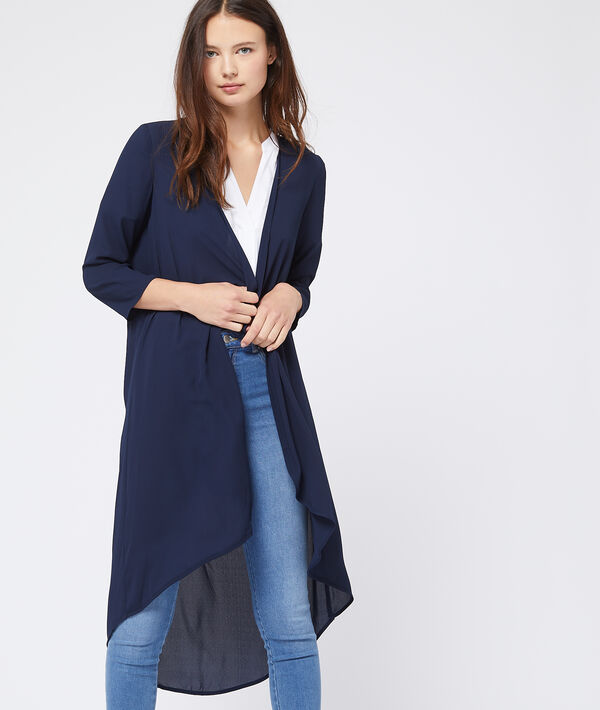 Kimono fluide effet transparent marine.