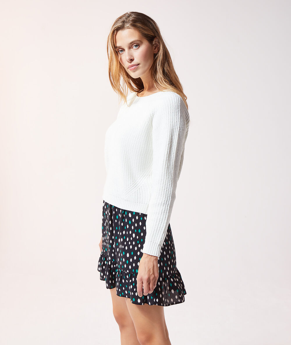 Pull à grosse maille ecru.
