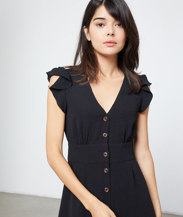 Robe droite boutonnée noir.