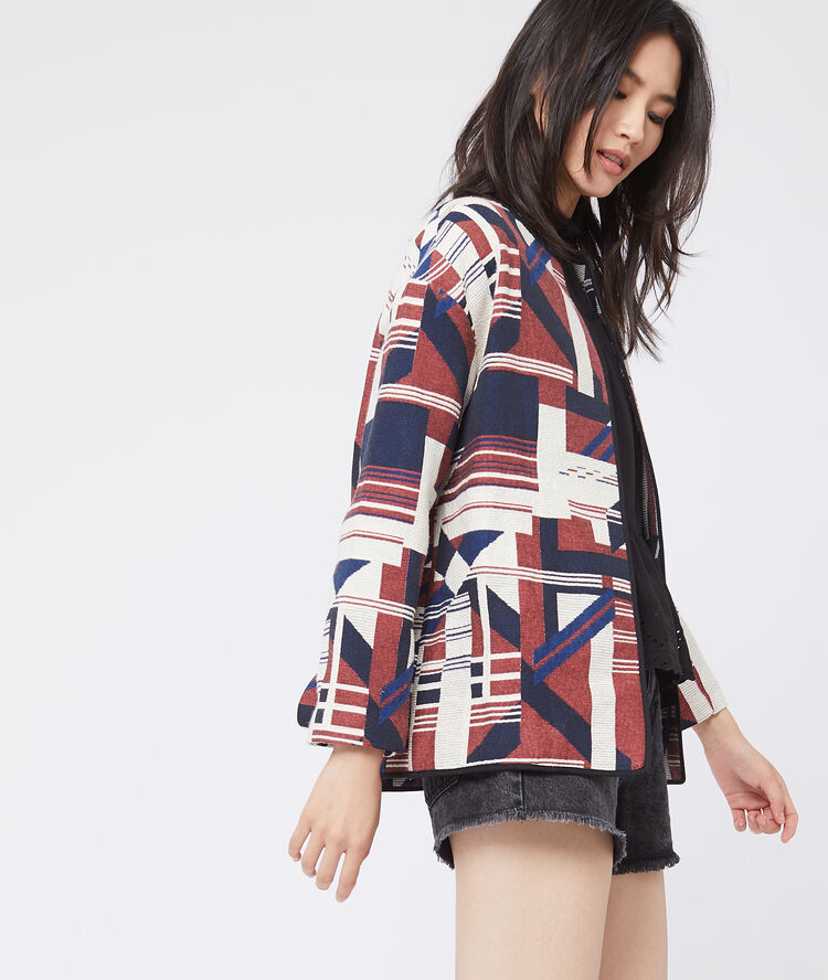 Veste à imprimé jacquard cobalt.