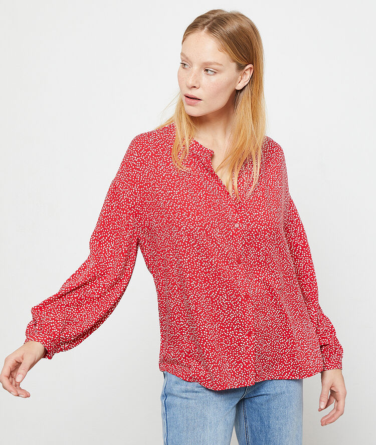 Blouse à motifs coeur carmin.