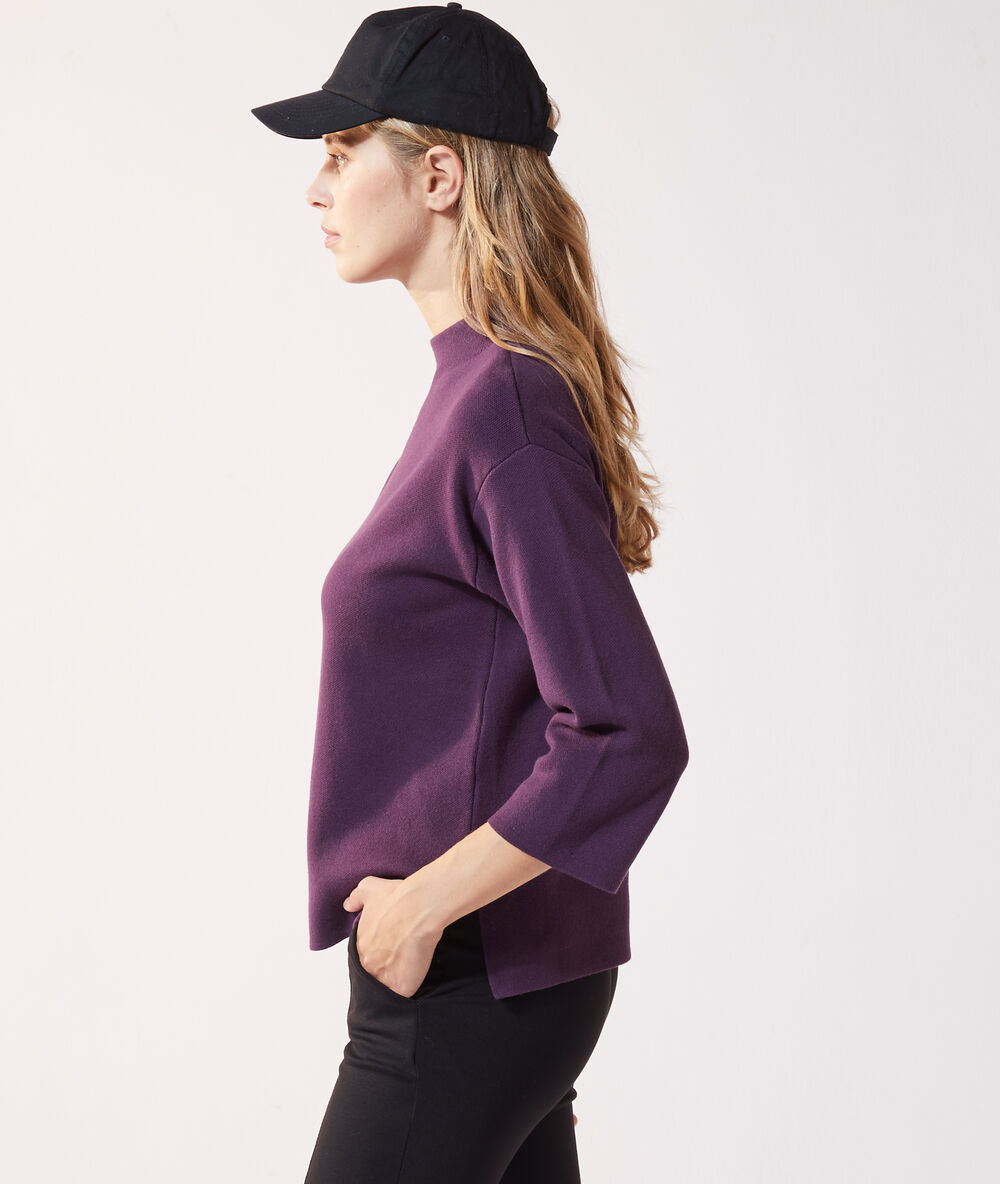 Pull col montant violine.